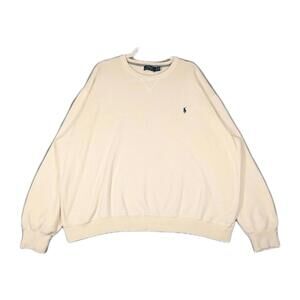 Polo Ralph Lauren Mens 3XLT Cream Crewneck Sweater Pony Logo Cotton Pullover